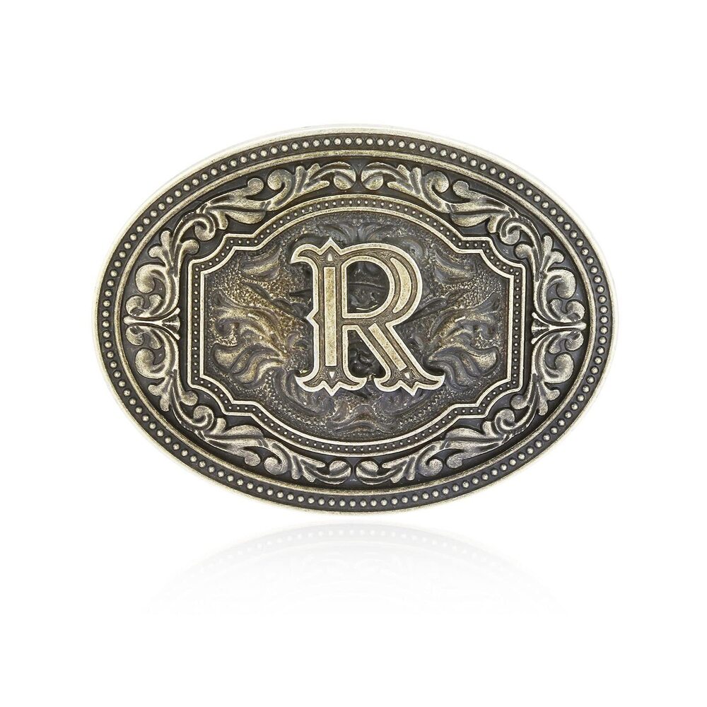 1719 Western Belt Buckle, Initial Letters ABCDEFG to Z Cowboy Rodeo Large